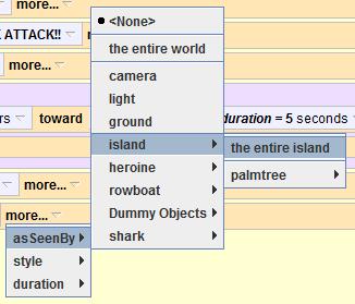 Drag in shark turn, then select led > other > 10 revoluzons. Under more choose asseenby > island > the enzre island.