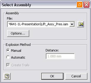Creating Tweaks and Trails After a presentation view has been created, you add tweaks to the components to represent the assembly in its exploded state.