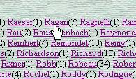 In this example there were seven people with the surname Ragan. After clicking on the link the seven are listed.