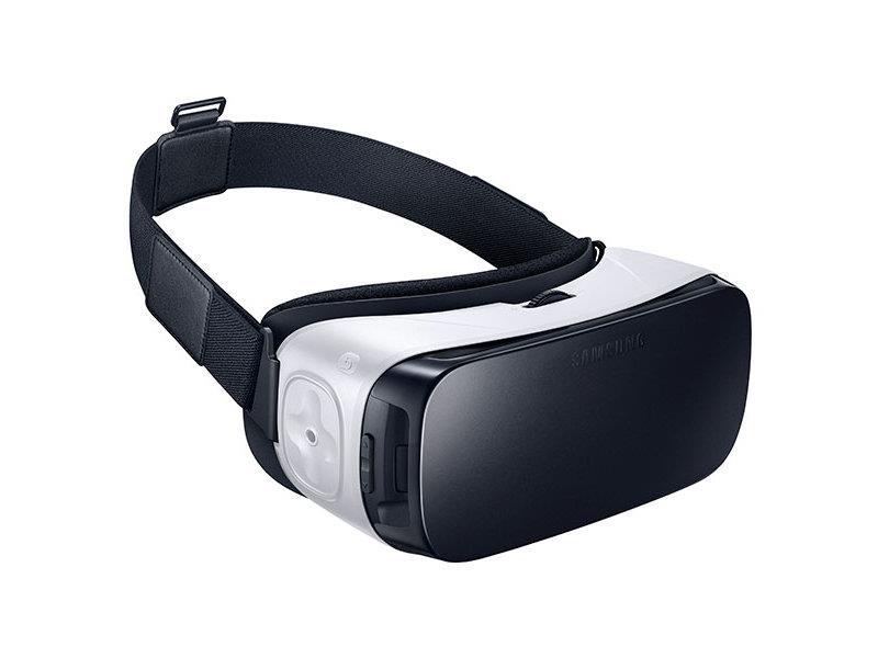 20 Samsung Gear VR head-set with control buttons on a side and a lens adjustment on top. According to user head movements the view is refreshed to the screen.