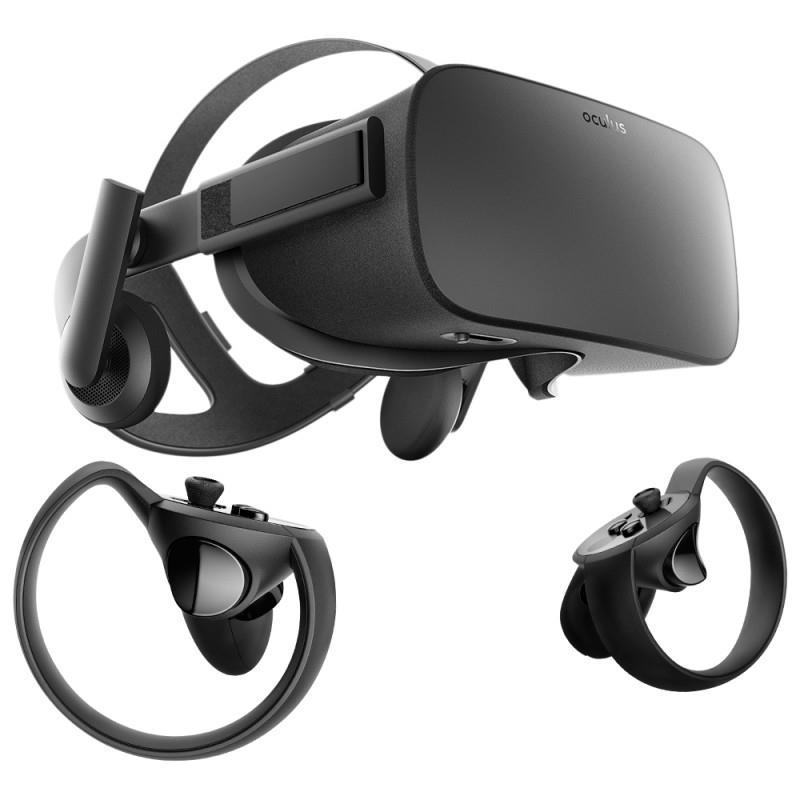 21 Oculus Rift and controllers. HTC Vive virtual reality system and controllers. HTC and Oculus uses regular PCs and video cards to provide the required graphical computing power.