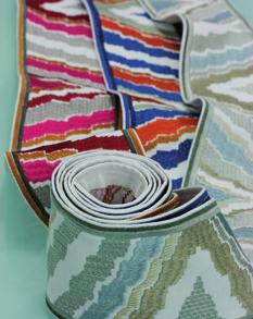 Perfect for edging curtains, furniture or accessories both tapes brings a new and contemporary edge to the collection as a whole.