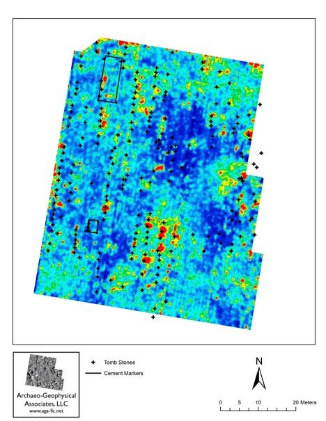 Figure 7. GPR Time Slice from 120-160 cm (4-5.