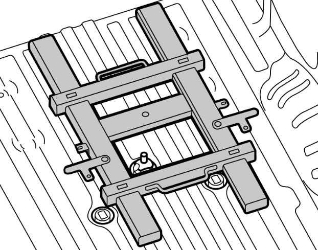 INSTALLATION PROCEDURE: Fig. 1 1) Remove protective caps from integrated gooseneck hitch. 2) Clean three attachment points shown in Fig. 1 and remove any obstructions.