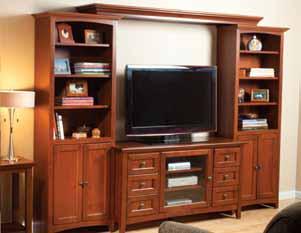 McKenzie Bookcases & Media ~ Glazed Antique Cherry or Caffè Finish This collection of bookcases is classically designed.