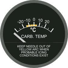Carb Temp Gauge Displays the temperature