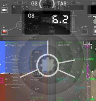 The following user interface elements are used to control the Speed-mode on the MCP: 1 Speed target window 3 Rotary speed selector 2 Autothrottle (A/T) button Element Purpose 1 Speed target window