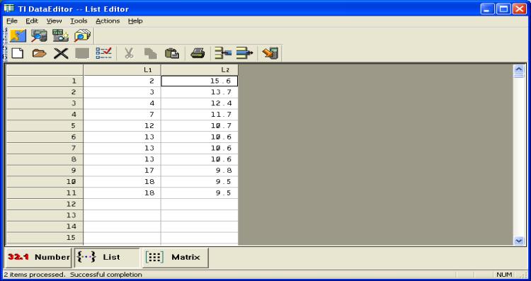Press and hold ctrl to select multiple Lists. 2. Click Actions > Send Selected Items. TI DataEditor sends the selected List(s) to the device connected to your computer. 3.