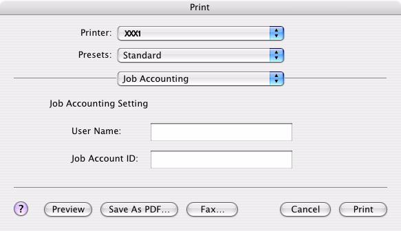 3. Open the Print Time Filters menu, then check Print Time Filters, JobType and JobAccounting. 4. Click Save Settings, then click OK. 5. Click Cancel. Using Job Accounting 1. Select Print Windows.