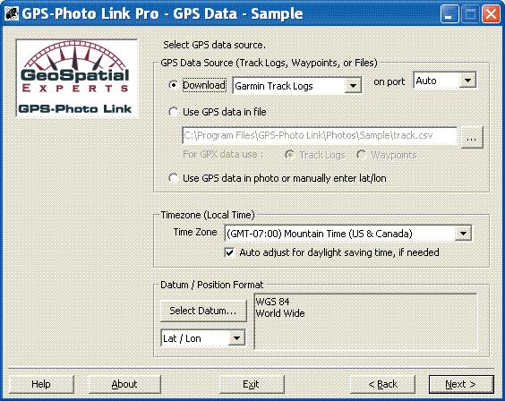 GPS Data When using the Ricoh 500SE, the GPS data is already embedded in the photos. Use GPS Data in Photo imports the data that was saved as part of the photo.