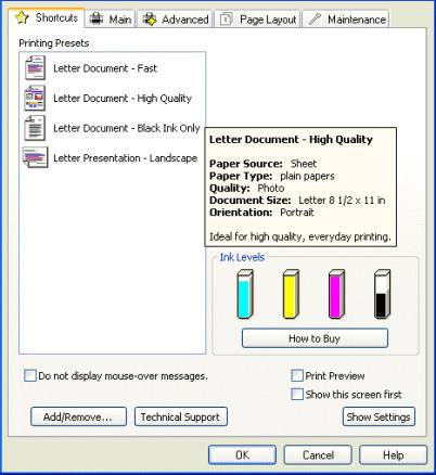 Text Printing Select Draft on the printer driver for economical high speed text printing. Select Text mode for printing high-quality text documents.