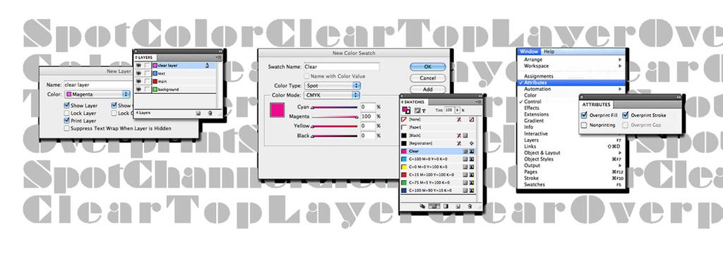 easy! Setting Up Your InDesign File 1. Add a new layer in the layers pallet and name it. (Example A) 2. Move the clear layer to the top in the layers pallet. (Example B) 3.