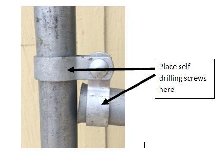 Use brace bands to secure pipe to rib To attach the pole to the frame use the same technique as before with the brace