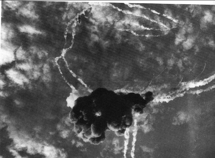 Bomber Vulnerability Heavy bomber hit by flak at 45000 feet