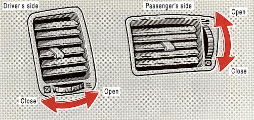 Side vents Driver s side Passenger s side Open Close
