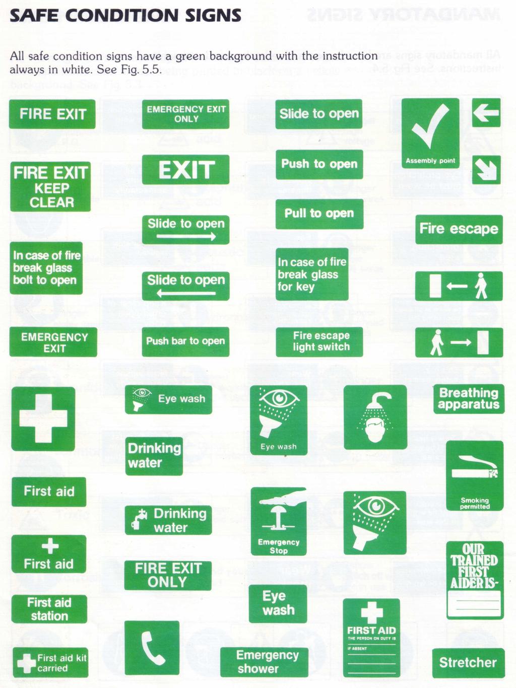 List of Safety signs annex B SAFE CONDITION SIGNS All safe condition signs have a