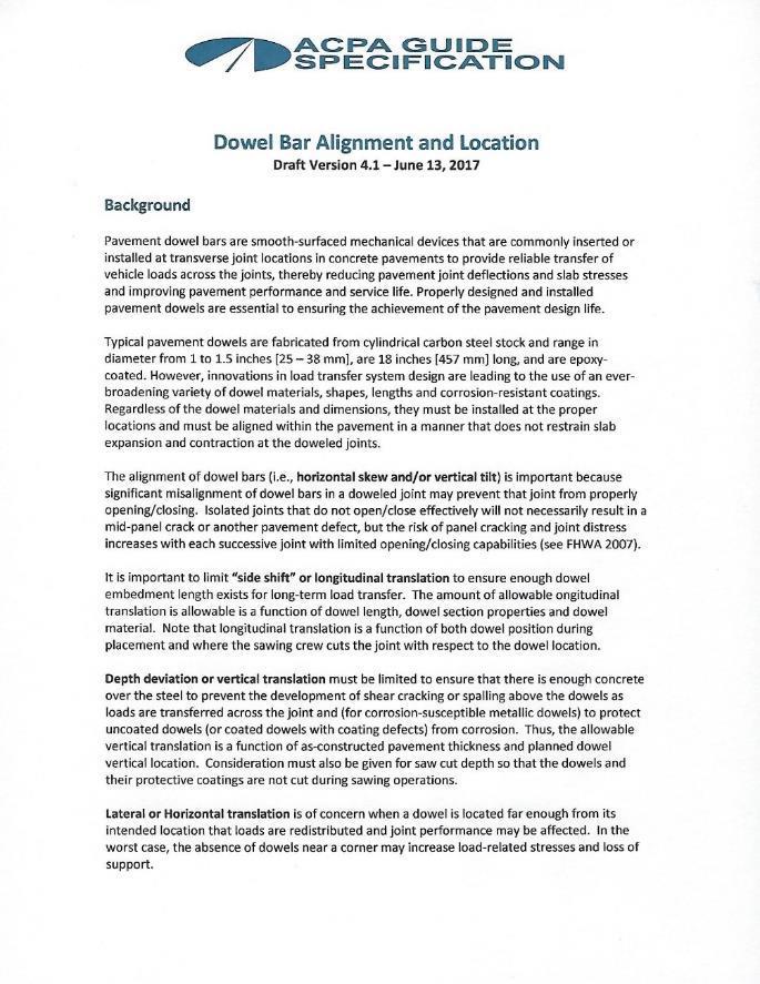 ACPA s Dowel Alignment Guide Specification Version 4.