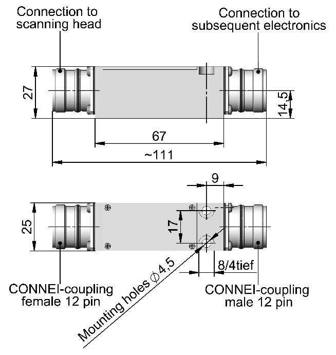 head In this version, the size of the scanning head is kept to a minimum, and part of the evaluation electronics is