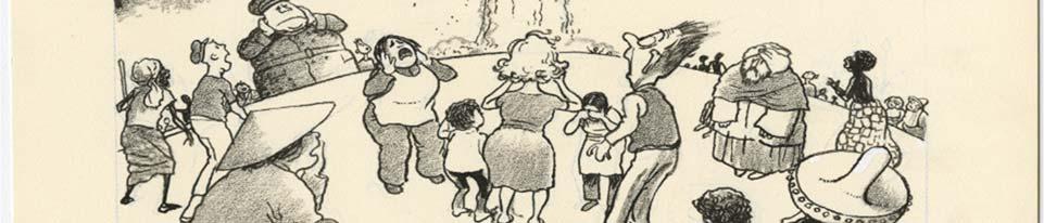 The caption reads The fear that keeps the peace,. John Kennedy Cartoon Collection, 1935-1988, UALR.MS.0023. UALR Center for Arkansas History and Culture, Arkansas Studies Institute, Little Rock.