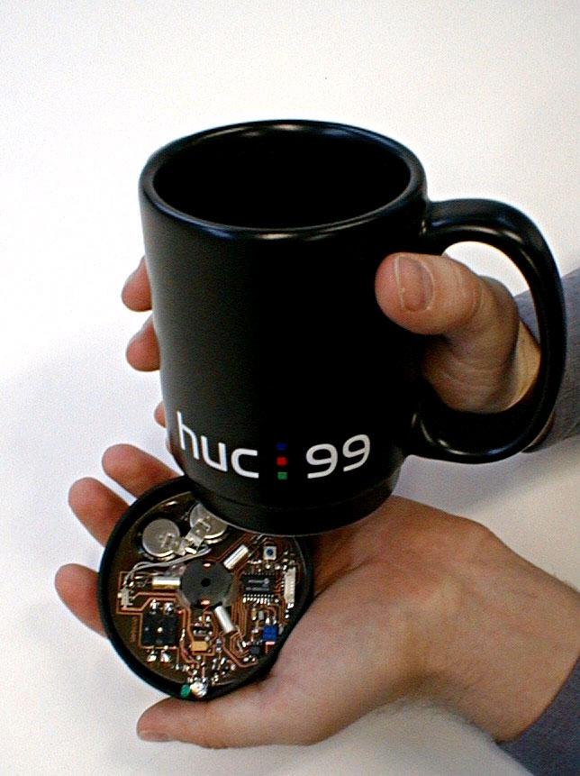 Wireless sensing The Mediacup TecO Karlsruhe, 1999-2000 Wireless sensor device embedded in ordinary coffee cup Movement, weight, temp.