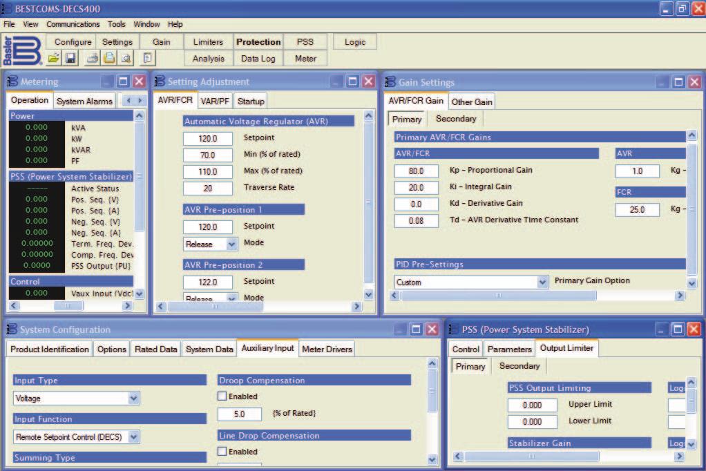 EXCITATION SYSTEM SOFTWARE BESTCOMS for the DECS-400 also incorporates greater "Windows" functionality, as shown in the screen shot, Fig. 23.