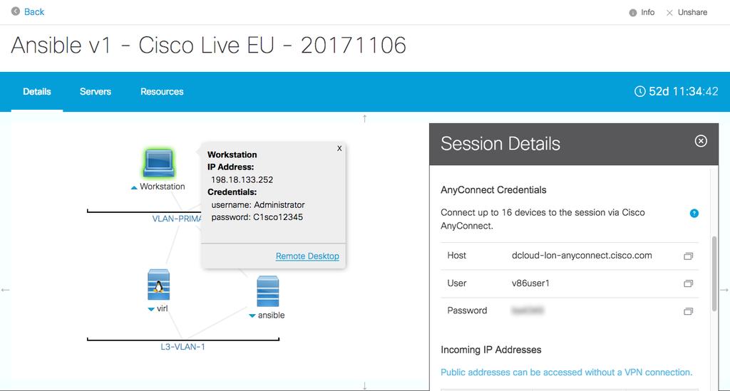Lab Access Cisco dcloud is used for this lab, a Cisco CCO account is mandatory Click View to
