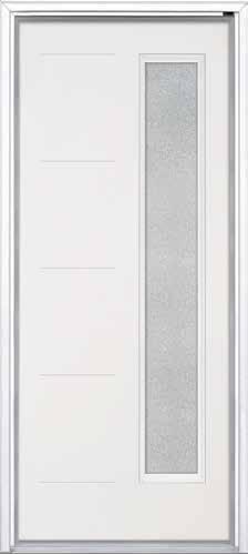 NARROW LITE Fiberglass DOORS Narrow Lite Door Glass, Direct Glazed Sidelites & Trasom Glass Optios Smooth White Fiberglass Slab Premium Smooth White Composite Frame Choose from three flush glazed