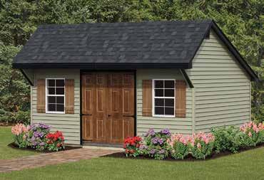 Salt Box Deluxe FEATURES 2x4 pressure-treated floor joists 16" on center 5/8" CDX flooring 2x4 studs 16" on center 30-year architectural shingles with tar paper 6' 4 1 2" front wall height and 5' 4 1