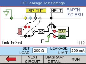 The Uni-Therm simplifies the complex test configurations of high frequency leakage current measurement, as required by IEC 60601-2-2, by providing detailed instructional diagrams for each high