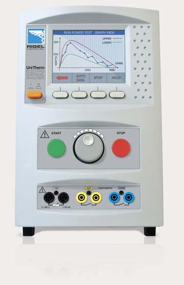 Performance Analysers Rigel Uni-Therm Electrosurgical Analyser The new high power Rigel Uni-Therm accurately measures the performance of electrosurgical generators.