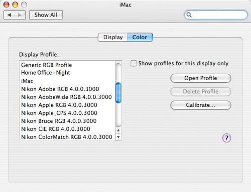 You will see a list of Display Profiles (once you have created profiles you can switch