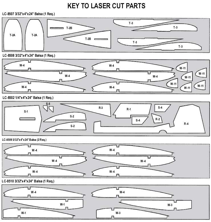 Optional Landing Gear Parts (Not included in Kit) Continued Qty Assembly Name Size & Material Qty Assembly Name Size & Material 4 Main Landing Gear Wheel Collars 3/16" Wheel Collars 1 Main Landing