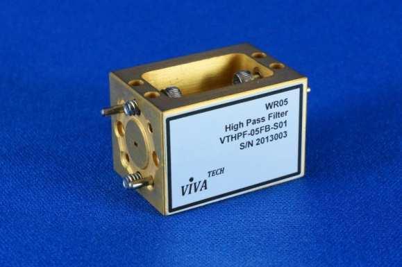 Waveguide High Pass Filters VTHPF Series Coverage 50 325 GHz Custom specifications Low pass band loss High rejection Fully modeled performance predictions Sample Model Frequency Range Pass Band Loss