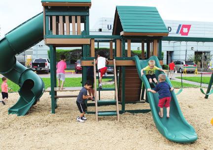 left: A new playground for families at Coast Guard Air Station Houston was built in April.