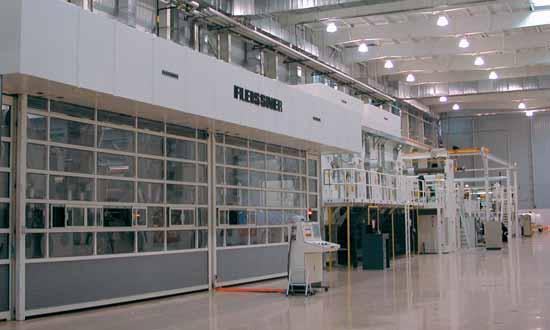 to 5,400 mm (see photo). Fleissner is the market leader for complete processing lines from fibers to finished rolls, including spunlace system and dryer.
