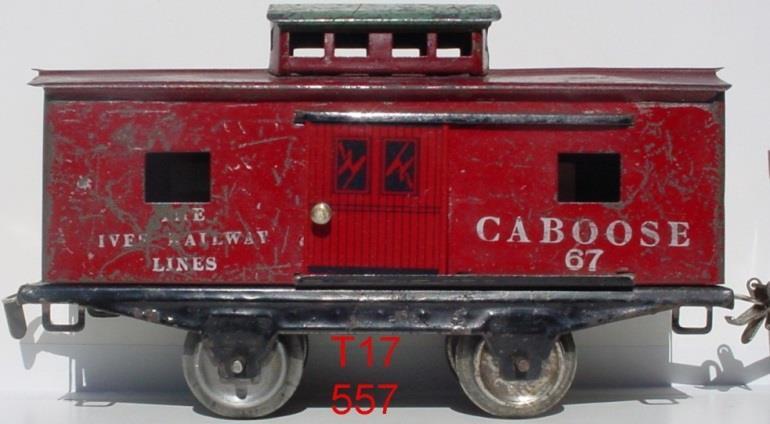 As you can see it has a door which was not cataloged that way in 1928, but was in 1929 and 30, but in the lithographed version. The normal No. 567 lithographed caboose was created by using a No.