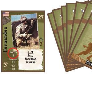 Initial Action Cards Each Player Soldier has a hand of Action Cards that they draw, hold, play, or discard during the game. Each Player Soldier s Hand Size is equal to his current Health.