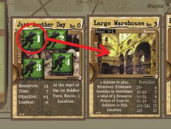 entering a Location Your Soldier can only move into a Location card that is adjacent to your Soldier s current Location. Spend 1 Action to Move into an adjacent Location card.