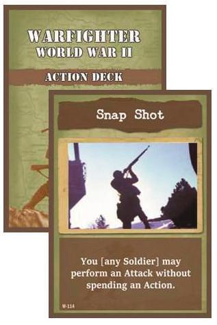 action cards Player Soldiers draw, hold, discard, and play Action cards during the game. Each Action card details its game effect. Action cards cannot be transfered to other Soldiers.