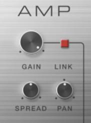 When the link is disabled, the gain is fixed at the knob setting. When the link is enabled, the knob sets the maximum gain, scaling the envelope signal.