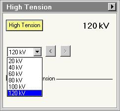 Talos on-line help User interface 72 18 High Tension (Expert/Supervisor) The High Tension Control Panel. The High Tension Control Panel provides control over the high tension and its setting.