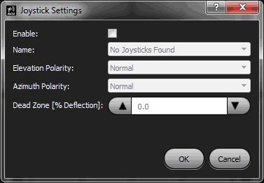 3.3.1.3 This Computer - Joystick The JOYSTICK button opens the Joystick Settings dialog box, as shown in Figure 39. Joysticks may be enabled or disabled by checking the Enable box.