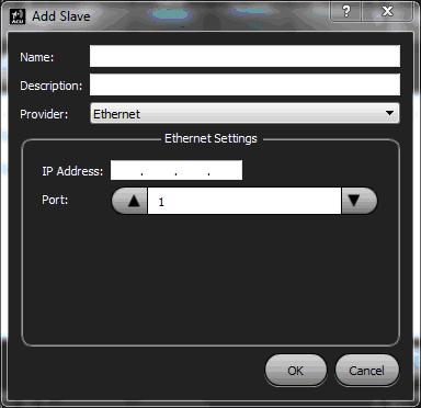 Ethernet configurations are set by typing the desired IP Address and using the Up/Down arrows to select the Port.