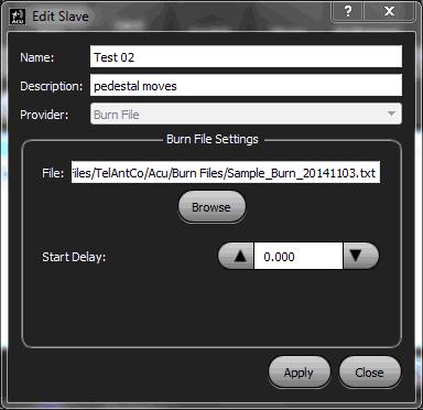 3.3.1.4.2 Edit Slave The Settings > Slave > Edit Slave dialog box, shown in Figure 44, provides the ability to edit the slave settings for a highlighted slave file.