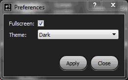 Touch or click on the APPLY button to save preference changes. The Fullscreen check box enables the ACU GUI to display on a full monitor screen. When enabled, the ACU GUI is locked to the screen.