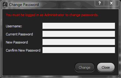 3.4.3.3 Authentication - Change Password The CHANGE PASSWORD button opens the Change Password dialog box, shown in Figure 101, enabling an administrator to change the password associated with a