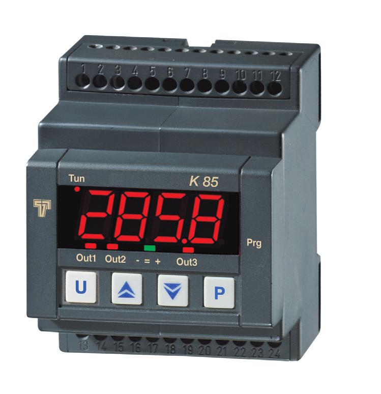 K 85 4 DIN module - up to 3 outputs K Series HOW TO ORDER K85 - = Regulator K85T = Regulator + timer K85P = Regulator + timer + programmer Power supply L = 24 V AC/DC H = 100-240 V AC Input C = J, K,