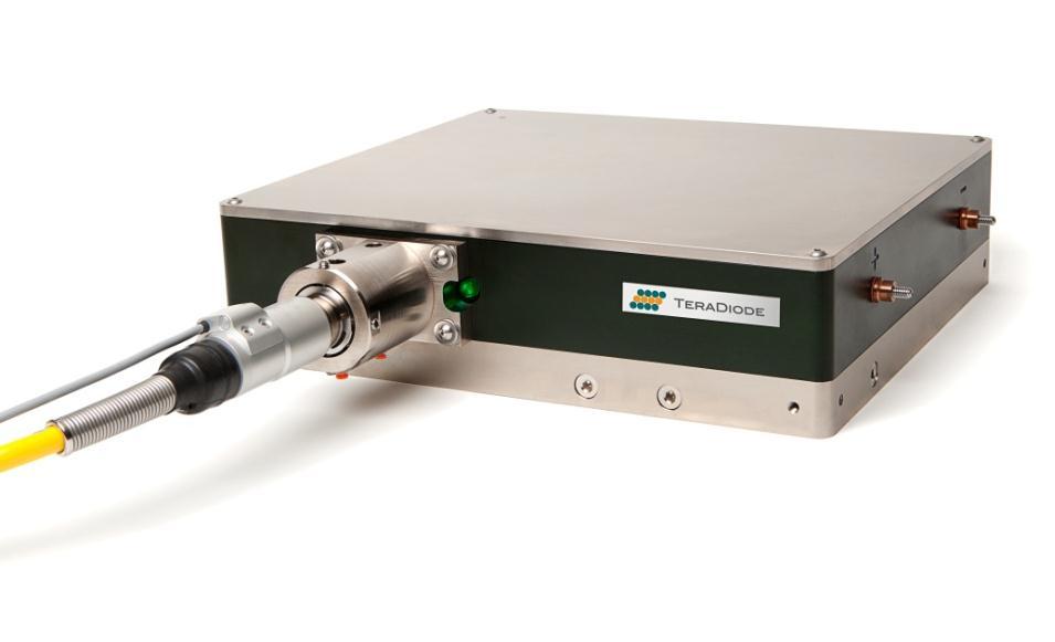 470 W direct diode laser with 100 mm output fiber PCE P V Maximum power >470