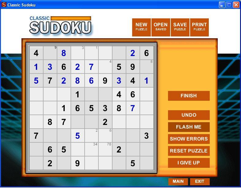 CLASSIC SUDOKU Welcome to Classic Sudoku. Classic Sudoku is an addicting and challenging number puzzle game.
