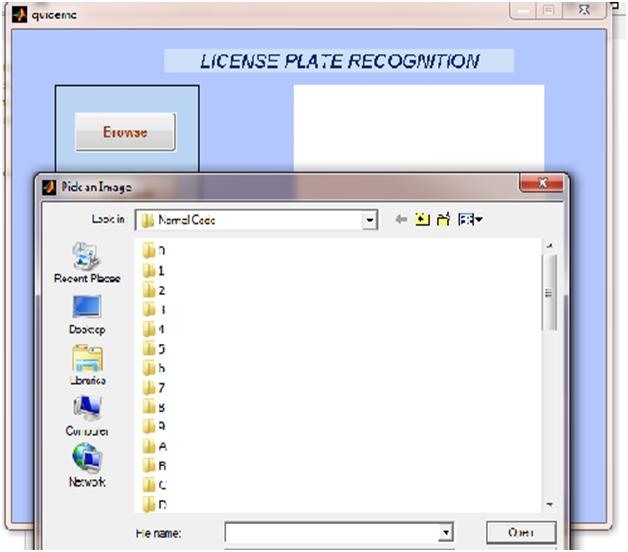 Fig 7.2 shows to select an image for license plate recognition. Fig 7.